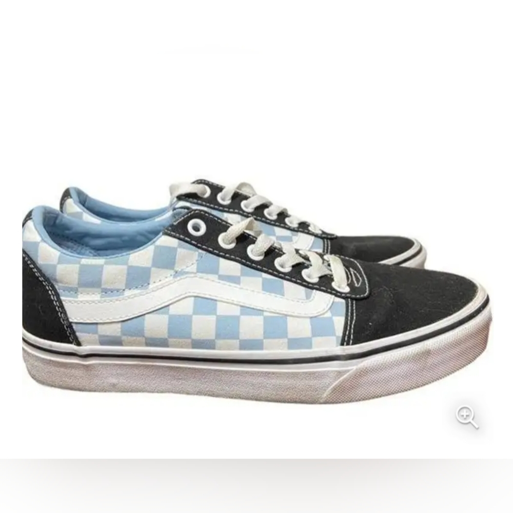 Vans Old Skool Checkered Canvas Blue White Black - W Size 11 M Size 9